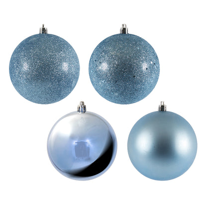 Vickerman 4" Periwinkle 4-Finish Ball Ornament Assortment 12 per Box