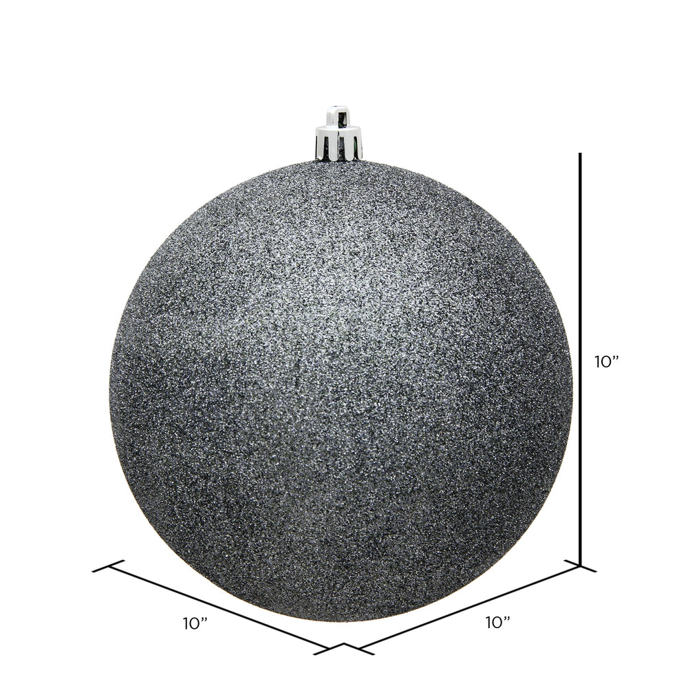 Vickerman 10" Pewter Glitter Ball Ornament