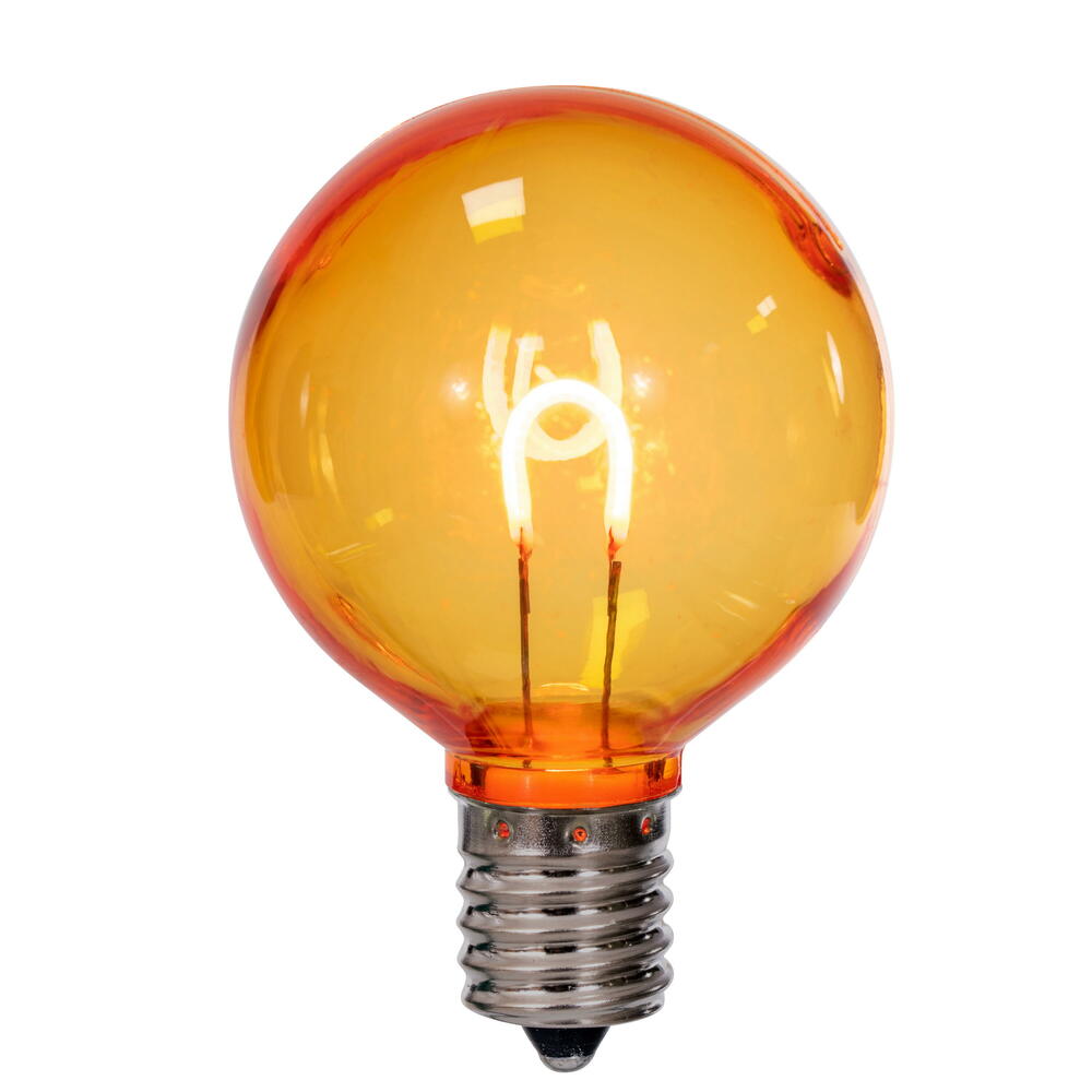 Vickerman G50 Transparent U-Shaped Filament Amber Bulb, E17 Base, .6 Watts, 25 Pcs Assorted/Bag.  Colors included are Blue, Red, Green, Purple and Amber.