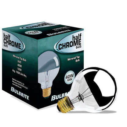 BULBRITE INCANDESCENT G25 MEDIUM SCREW (E26) 40W DIMMABLE LIGHT BULB 2700K/WARM WHITE HALF MIRROR 6PK (712334)