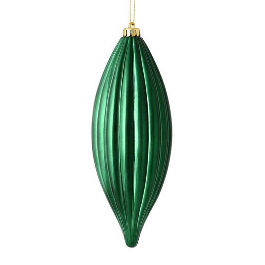 Vickerman 8" Midnight Green Shiny Line Finial - Adds texture to any holiday project 4 pieces per bag