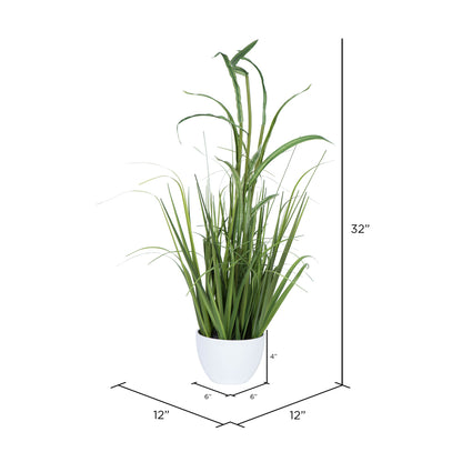 Vickerman 32" Artificial Green Potted Bamboo and Grass.