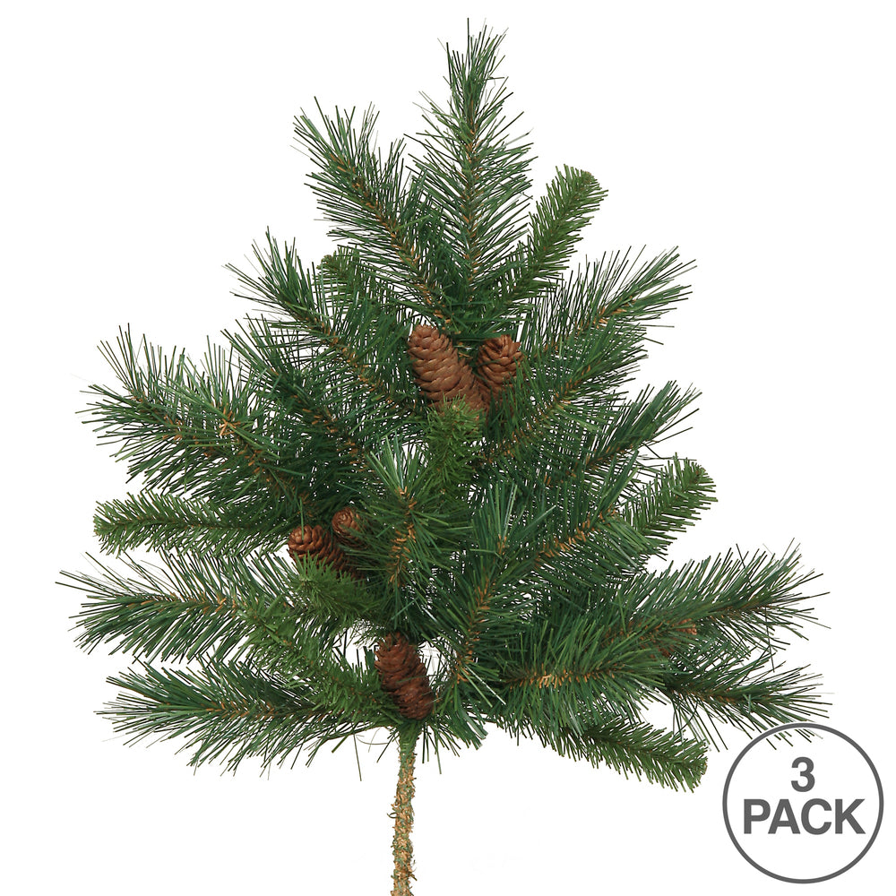 Vickerman 21" Cheyenne Pine Artificial Christmas Spray. Includes 3 sprays per pack.