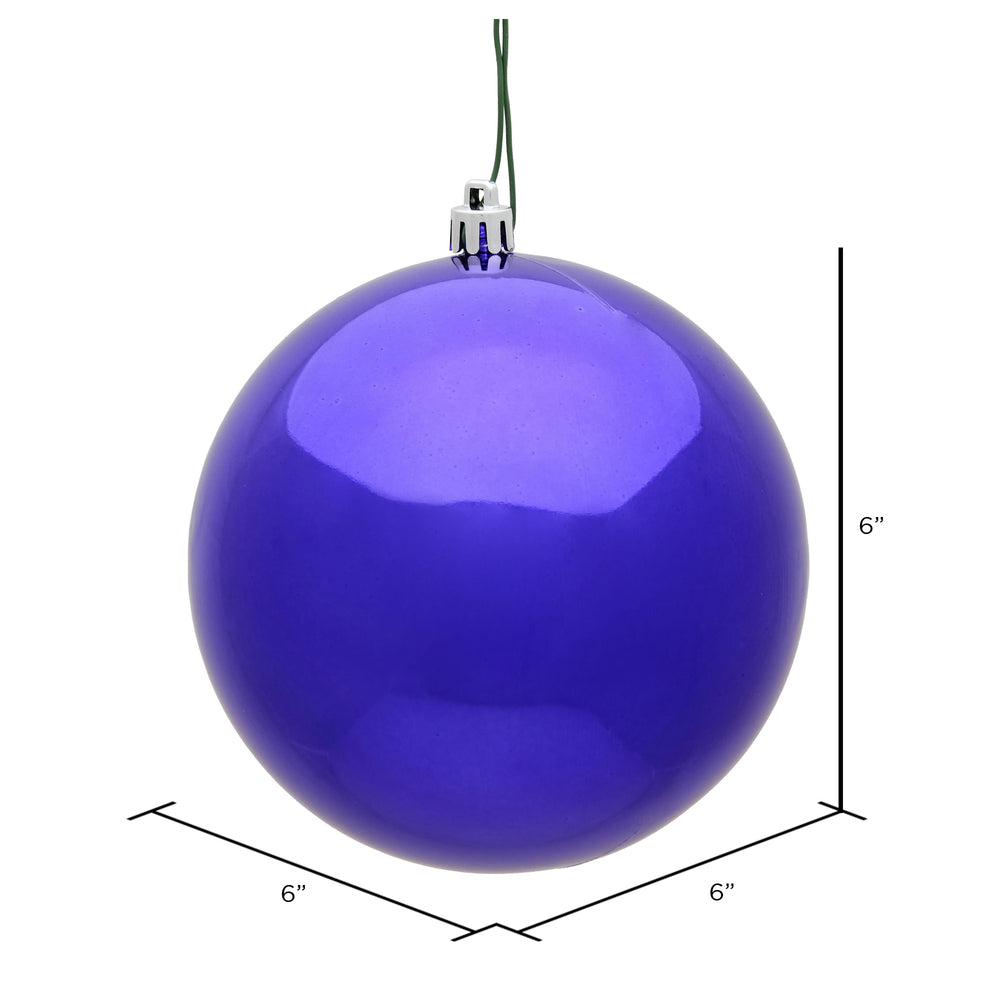 Vickerman 6" Purple Shiny Ball Ornament 4 per Bag