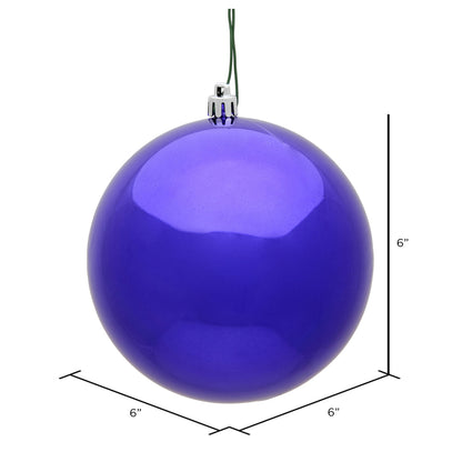 Vickerman 6" Purple Shiny Ball Ornament 4 per Bag