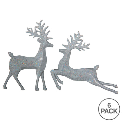 Vickerman 6" White Glitter Deer Christmas Ornament Set 6 per Bag