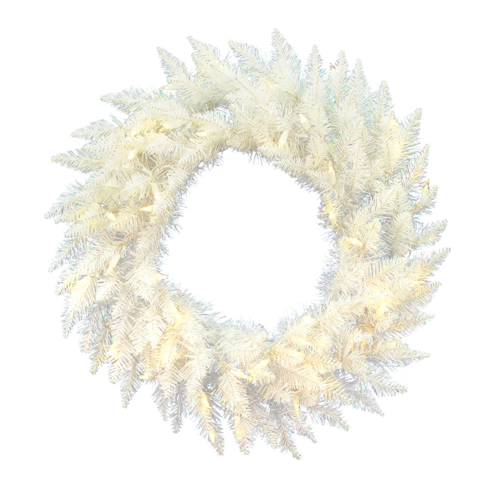 Vickerman 30" Sparkle White Spruce Artificial Christmas Wreath Pure White LED Lights