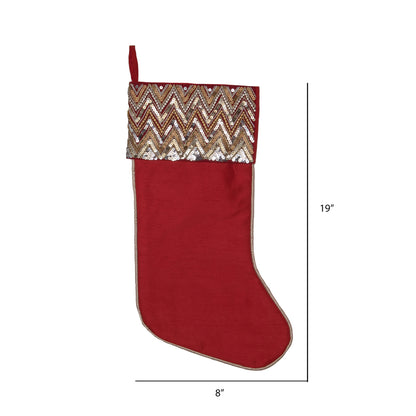 Vickerman 19" Red Chevron Sequin Christmas Stocking
