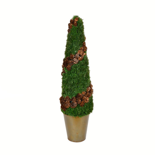 Vickerman 24" Artificial Cone Shape Cedar Tree in Rustic Tin Pot.