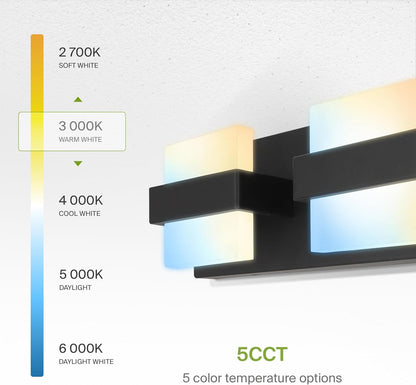 ASD Lighting LED Vanity 5-light 28W 120V CCT Selectable 2700/3000/4000/5000/6000K Dimmable Black ETL