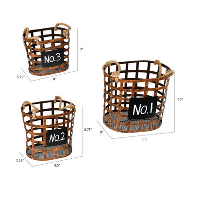 Vickerman 10" Wire Chalkboard Oval Basket Set of 3.