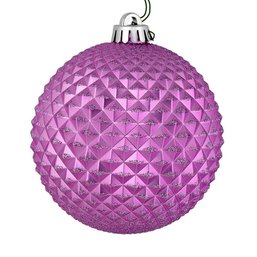 Vickerman 4" Orchid Durian Glitter Ball Ornament 6 per Bag