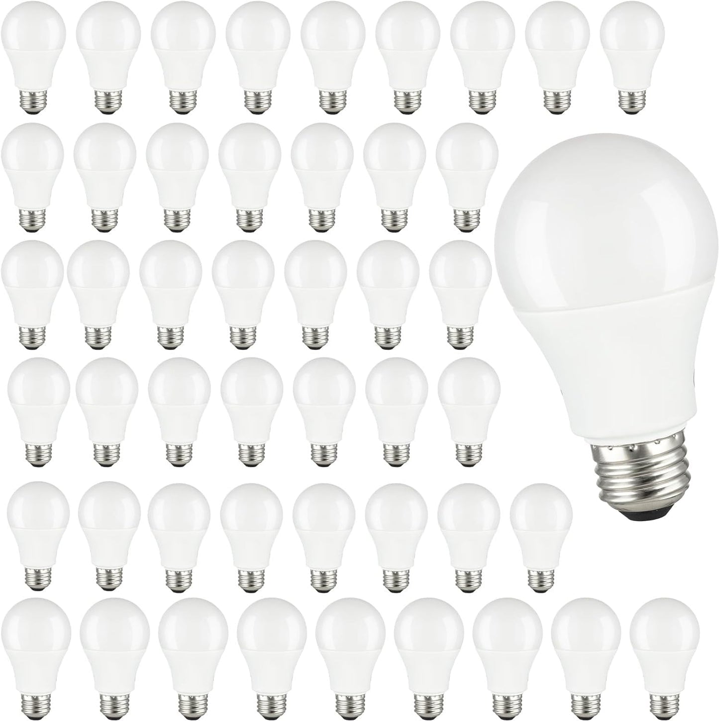 Sunlite A19 Standard LED Light Bulb, 9 Watts (60W Equivalent), 800 Lumens, Bulk 48 Pack, 120 Volts, Non-Dimmable, Medium E26 Base, RoHS, ETL Listed, 2700K Soft White