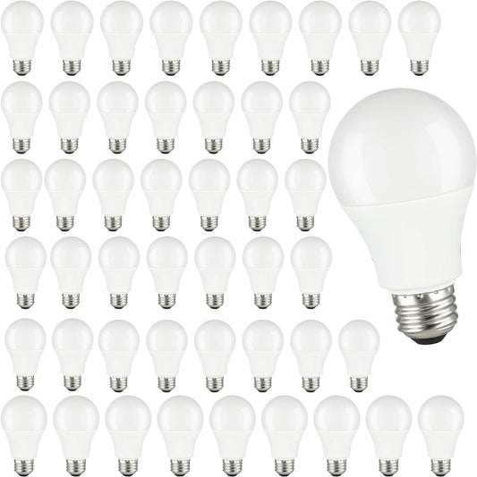 Sunlite A19 Standard LED Light Bulb, 9 Watts (60W Equivalent), 800 Lumens, Bulk 48 Pack, 120 Volts, Non-Dimmable, Medium E26 Base, RoHS, ETL Listed, 2700K Soft White