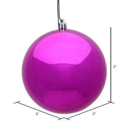 Vickerman 3" Fuchsia Shiny Ball Ornament 12 per Bag