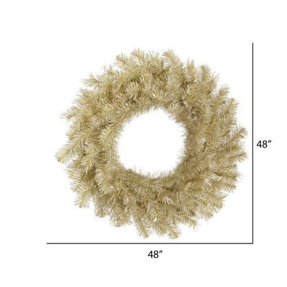 Vickerman 48" White and Gold Tinsel Artificial Christmas Wreath Unlit