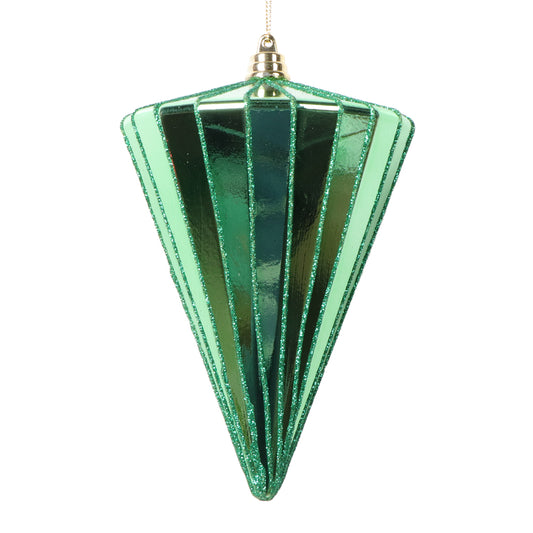 Vickerman 6" Shiny Midnight Green Cone Ornament 3 per bag.