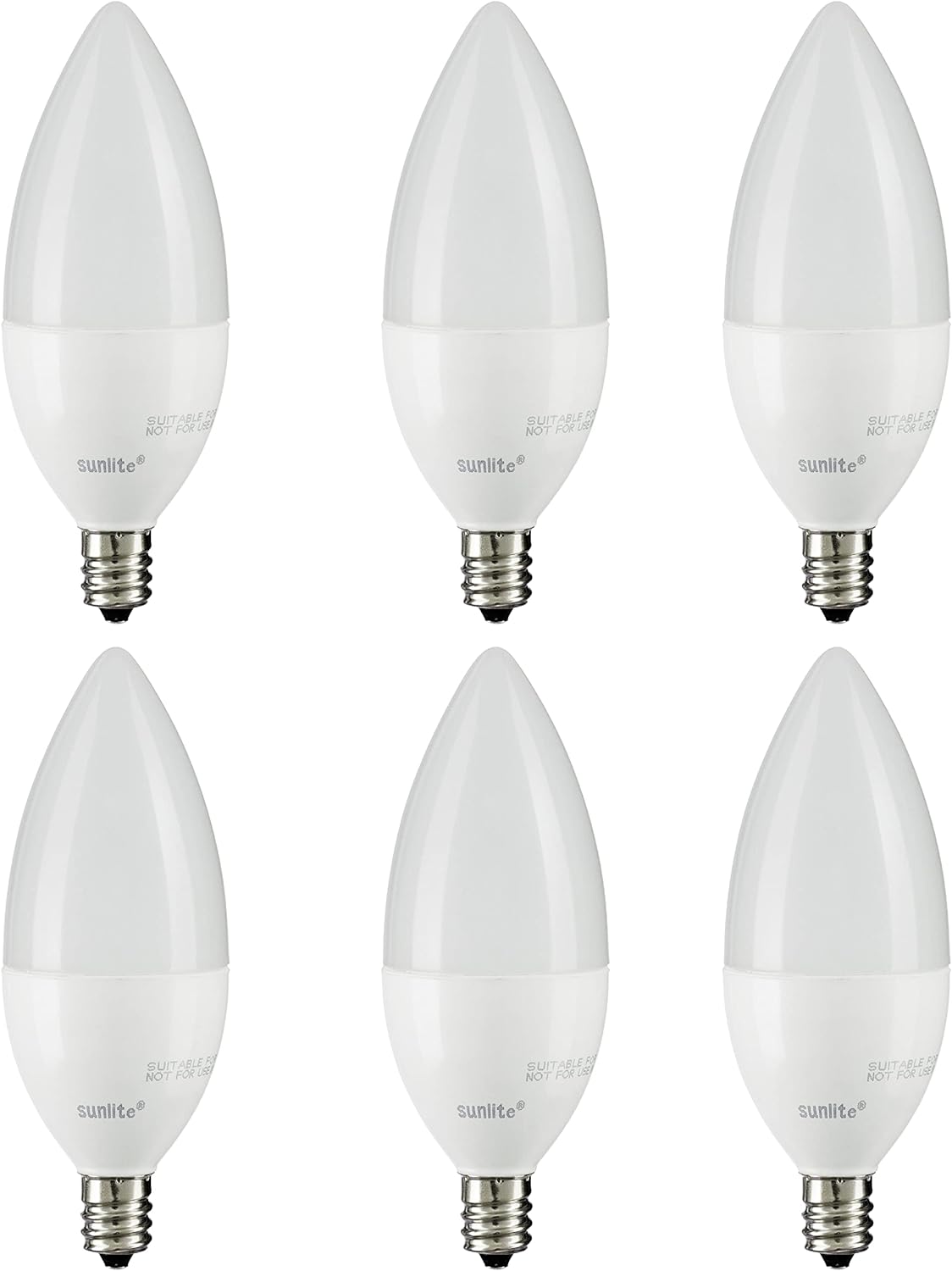 Sunlite LED B11 Frosted Torpedo Tip Chandelier Light Bulb, 7 Watts (60W Equivalent) 500 Lumens, Candelabra E12 Base, Dimmable Energy Star and ETL Certified, 4000K Cool White, 6 Count