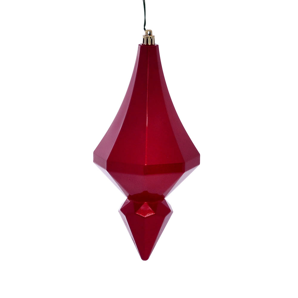 Vickerman 8" Red Candy Finish Diamond Finial Ornament Pack of 2