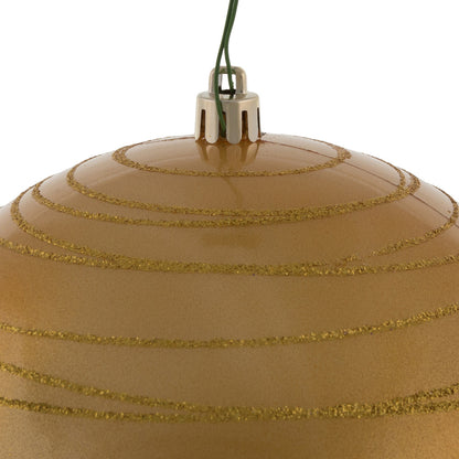 Vickerman 6" Honey Gold Candy Finish Ball Ornament with Glitter Lines 3 per Bag