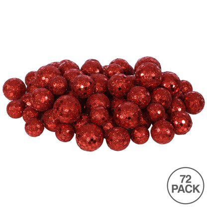 Vickerman 20MM/25MM/30MM Red Glitter Polystyrene Ball Christmas Ornament 72 per Bag