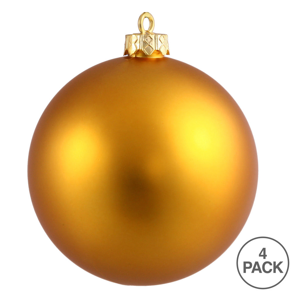 Vickerman 6" Antique Gold Matte Ball Ornament 4 per Bag