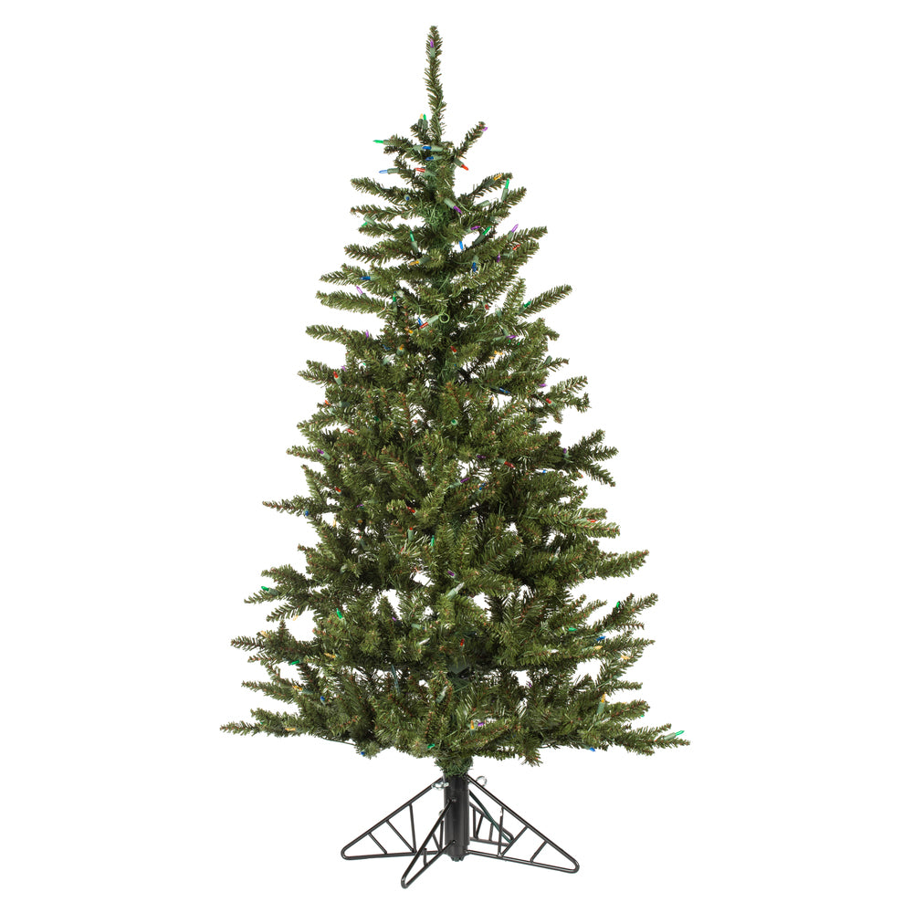 Vickerman 4.5' x 33" Slim Natural Fraser Fir Artificial Christmas Tree Multi-colored Dura-Lit LED lights