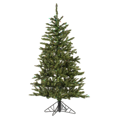 Vickerman 4.5' x 33" Slim Natural Fraser Fir Artificial Christmas Tree Multi-colored Dura-Lit LED lights