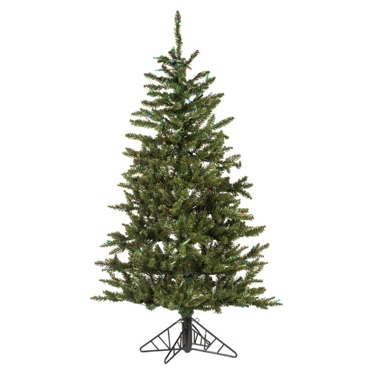 Vickerman 4.5' x 33" Slim Natural Fraser Fir Artificial Christmas Tree Multi-colored Dura-Lit LED lights