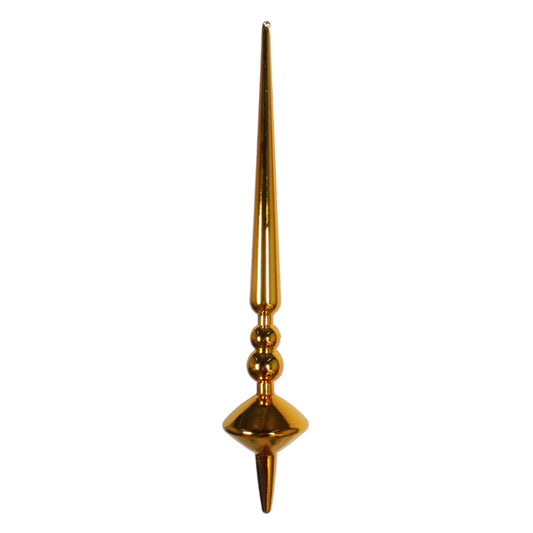 Vickerman 12" Antique Gold Shiny Cupola Finial. This long finial ornament adds depth and texture to any holiday decorating project. Made with shatterproof plastic. Includes 3 pieces per bag.