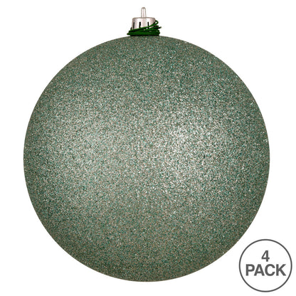 Vickerman 4.75" Frosty Mint Glitter Ball Ornament 4 per Bag