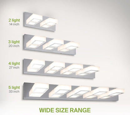 ASD Lighting LED Vanity 4-light 23W 120V with rotatable heads CCT Selectable 2700/3000/4000/5000/6000K Dimmable Chrome ETL