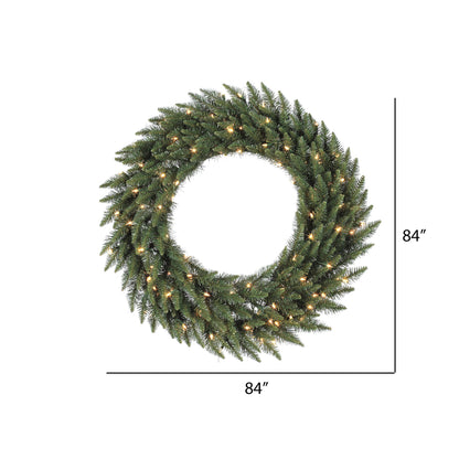 Vickerman 84" Camdon Fir Artificial Christmas Wreath Clear Dura-lit Incandescent Mini Lights