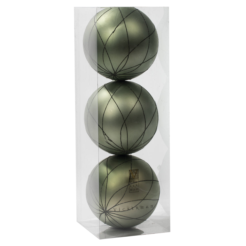 Vickerman 6" Wrought Iron Matt Glit Swirl Ball 3Bx