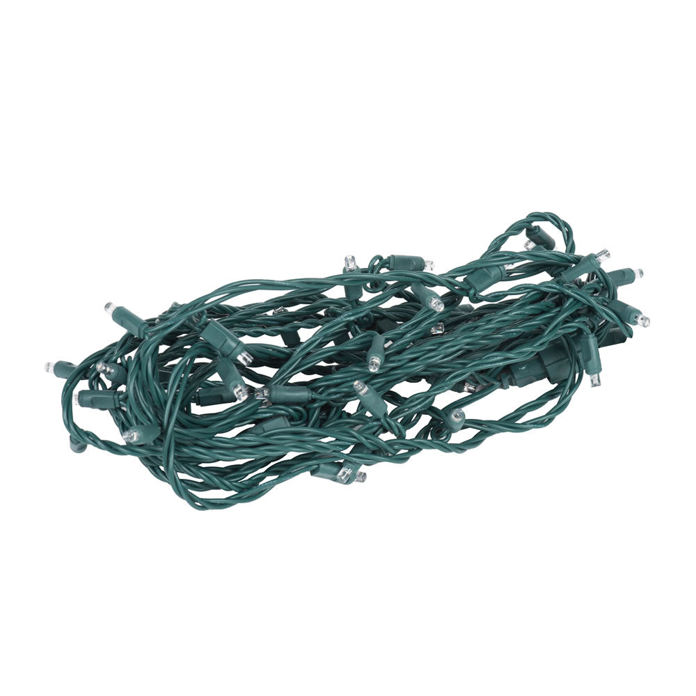 Vickerman 50 Warm White Coaxial Non-Rectified LED Light Strand Green Wire.