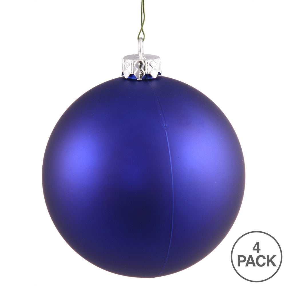 Vickerman 6" Cobalt Matte Ball Ornament 4 per Bag