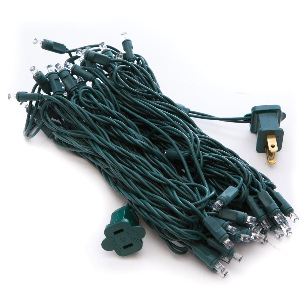 Vickerman 16' Warm White Single Mold Wide Angle LED Christmas light set Green Wire