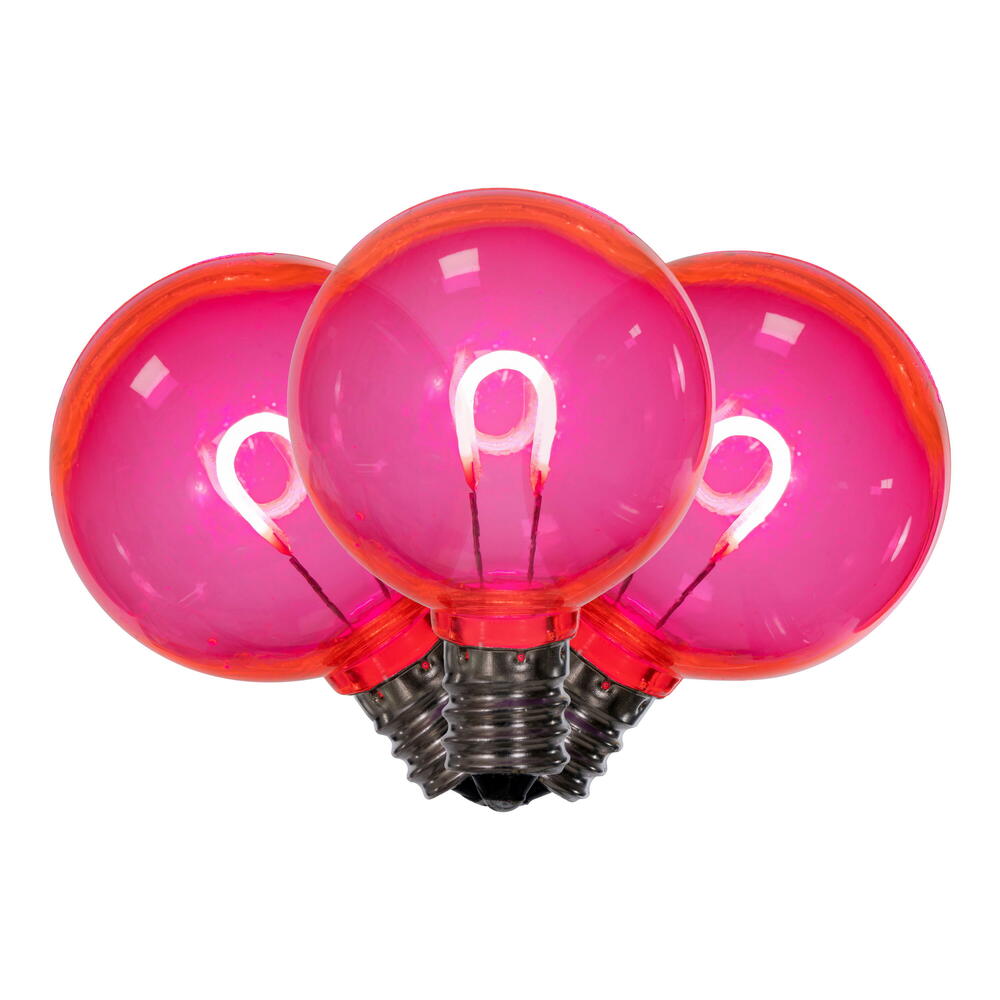 Vickerman G40 Transparent U-Shaped Filament Pink Bulb, E12 Base, .6 Watts, 25 Pcs Assorted/Bag.  Colors included are Blue, Red, Green, Purple and Amber.