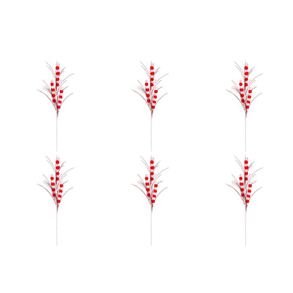 Vickerman Red/White Pom Pom Artificial Christmas Spray. Includes 6 sprays per pack.
