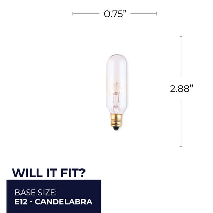 BULBRITE INCANDESCENT T6 CANDELABRA SCREW (E12) 25W DIMMABLE LIGHT BULB 2700K/WARM WHITE 25PK (707125)