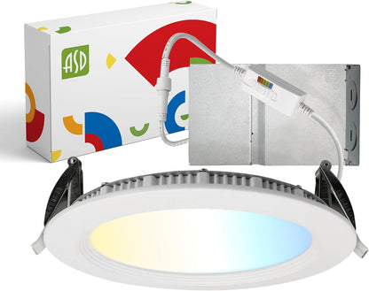 ASD Lighting LED Recessed Mini Panel Round 6inch 15W 120-277V 0-10V Dimmable 2700/3000/3500/4000/5000K with Baffle Trim White ETL Energy Star