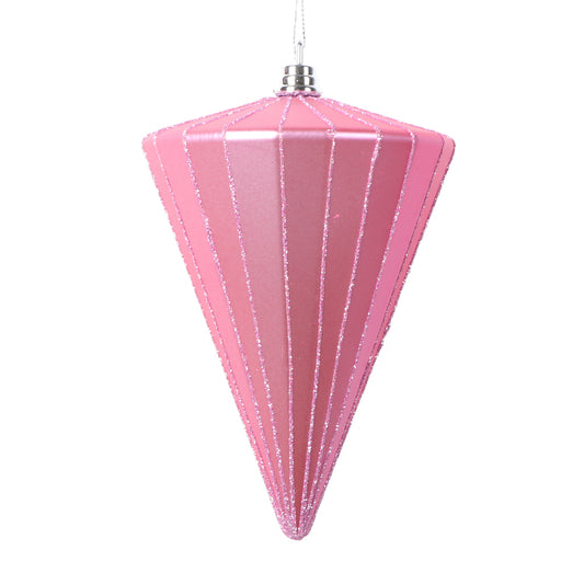 Vickerman 6" Matte Pink Cone Ornament 3 per bag.