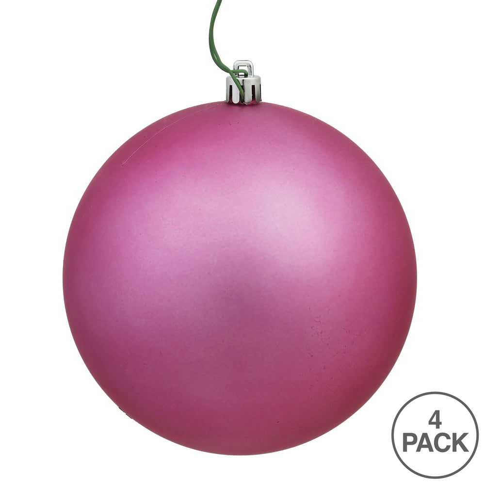 Vickerman 6" Mauve Matte Ball Ornament 4 per Bag