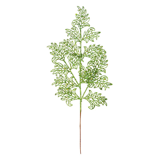 Vickerman 22" Lime Glitter Lace Holly Leaf Artificial Christmas Spray. Includes 12 sprays per pack.