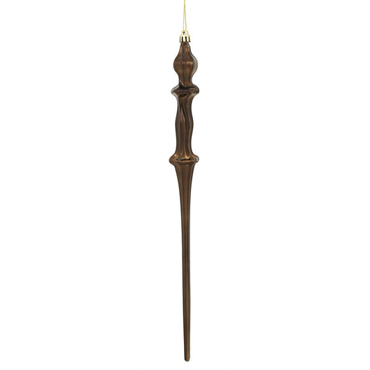 Vickerman 15.7" Chocolate Shiny Icicle Ornament with drilled and wired caps. Comes 3 per Box.