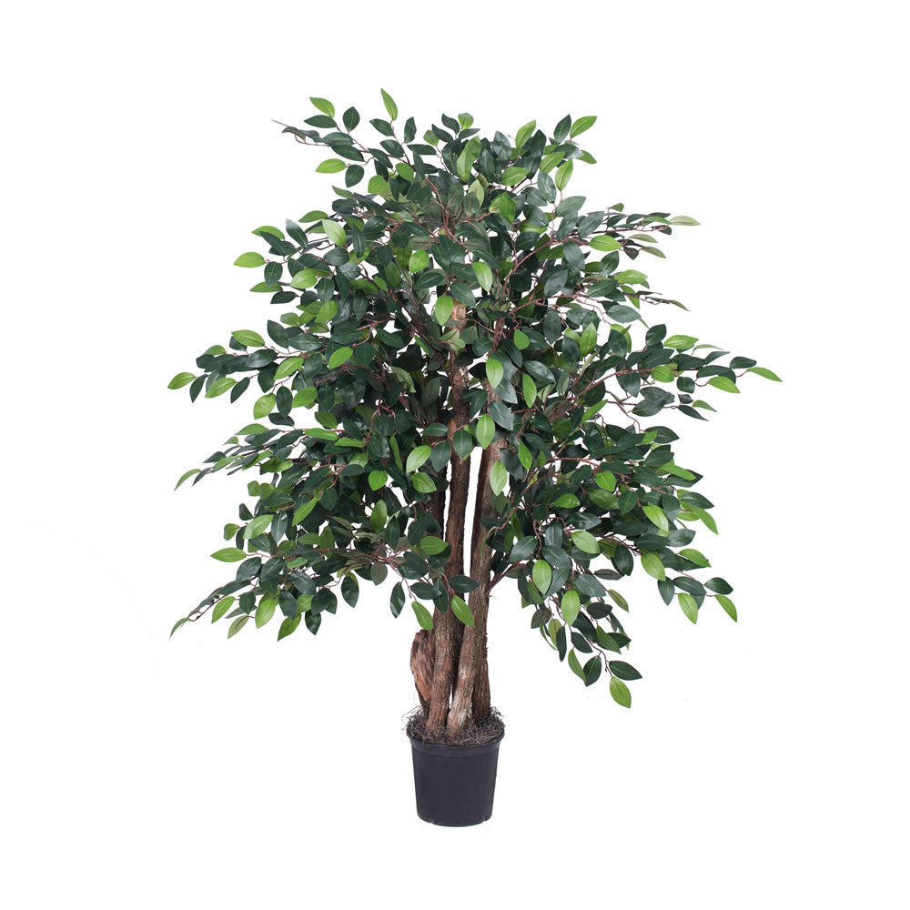Vickerman 4' Artificial Mini Ficus Extra Full Bush Black Plastic Pot.