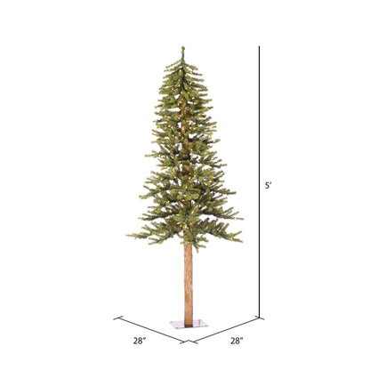 Vickerman 5' x 28" Natural Alpine Artificial Christmas Tree Warm White LED Lights.