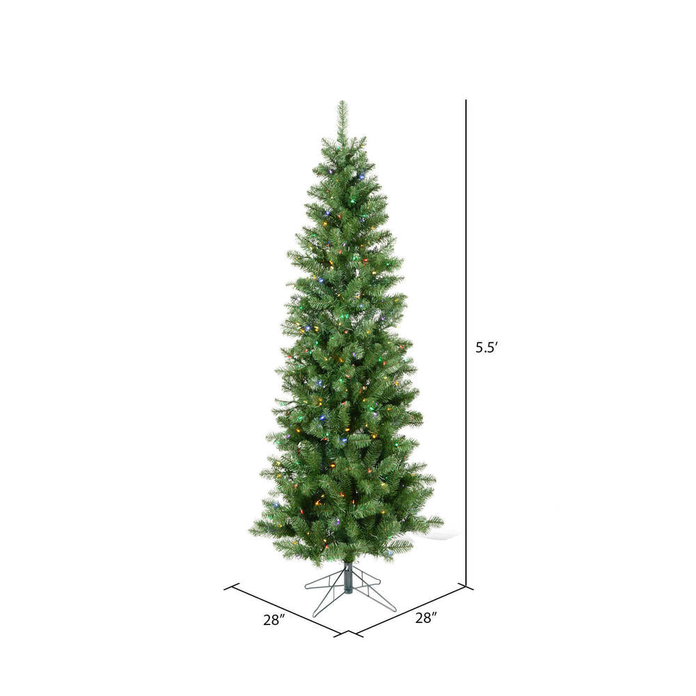 Vickerman 5.5' Salem Pencil Pine Artificial Christmas Tree Multi-Colored LED Dura-lit Lights