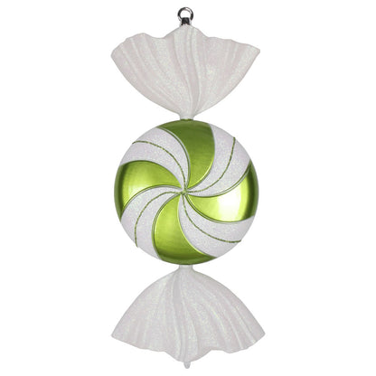 Vickerman 18.5" Lime-White Flat Swirl Candy Christmas Ornament