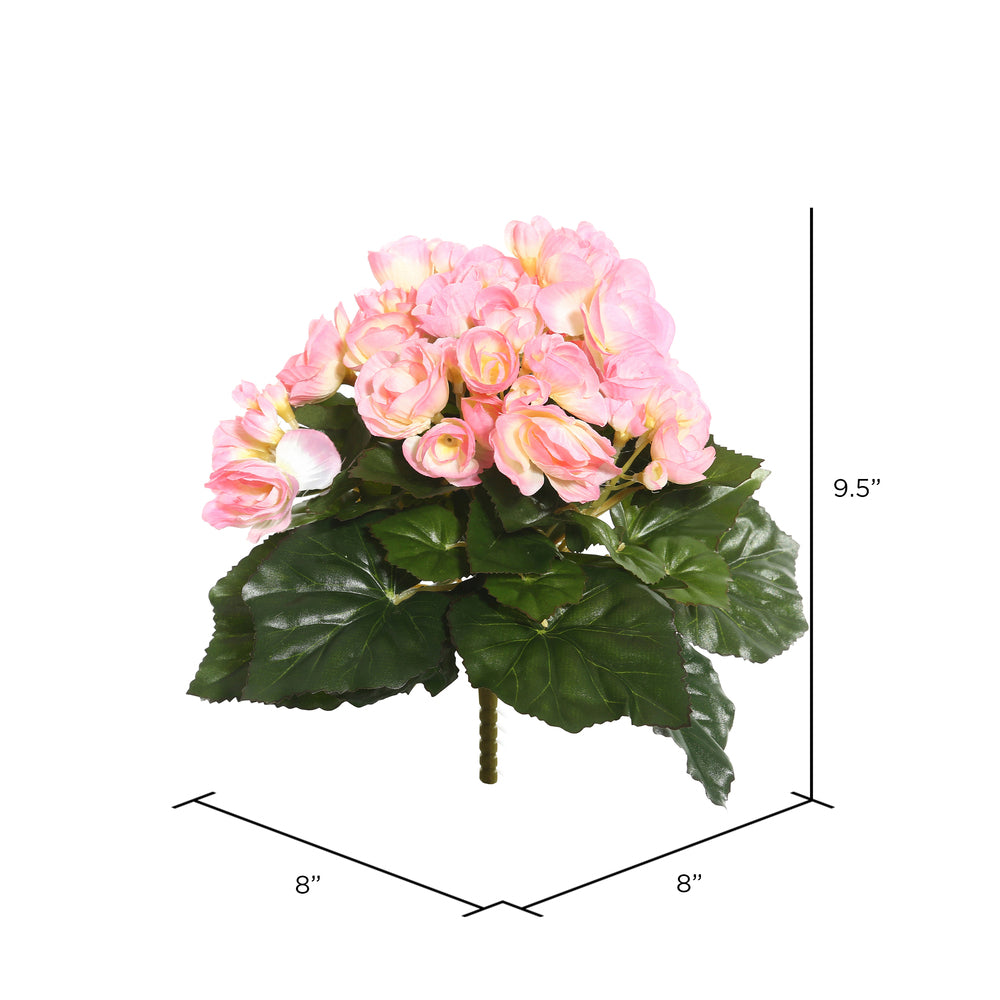 Vickerman 9.5" Artificial Lt Pink Polyester Begonia Bush.